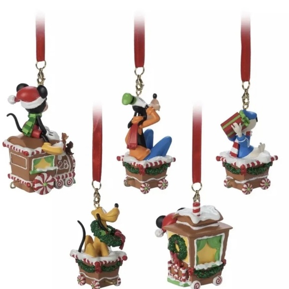 Disney Mickey Mouse Minnie Goofy Pluto Donald Christmas Ornaments Train Set - Picture 3 of 7